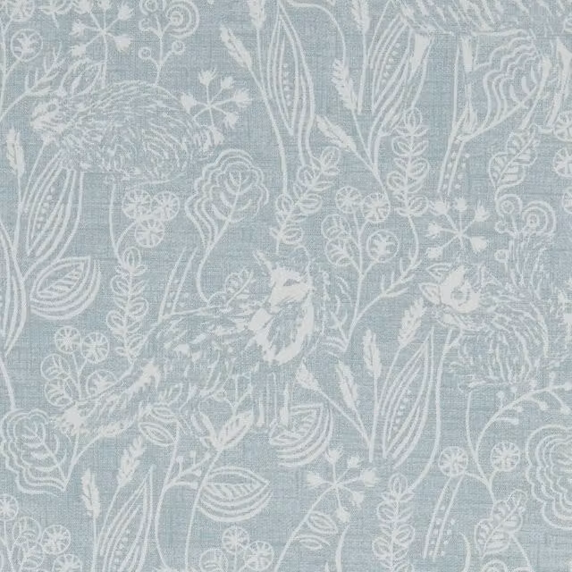 Clarke & Clarke Westleton Floral Cotton Fabric Panel in Duckegg Blue