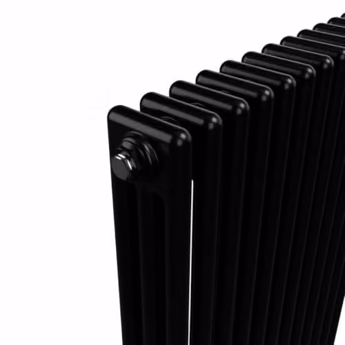 Lux Heat Black Horizontal 3 Column Traditional Steel Radiator, H: 50.0 cm, W: 78.5 cm – 3
