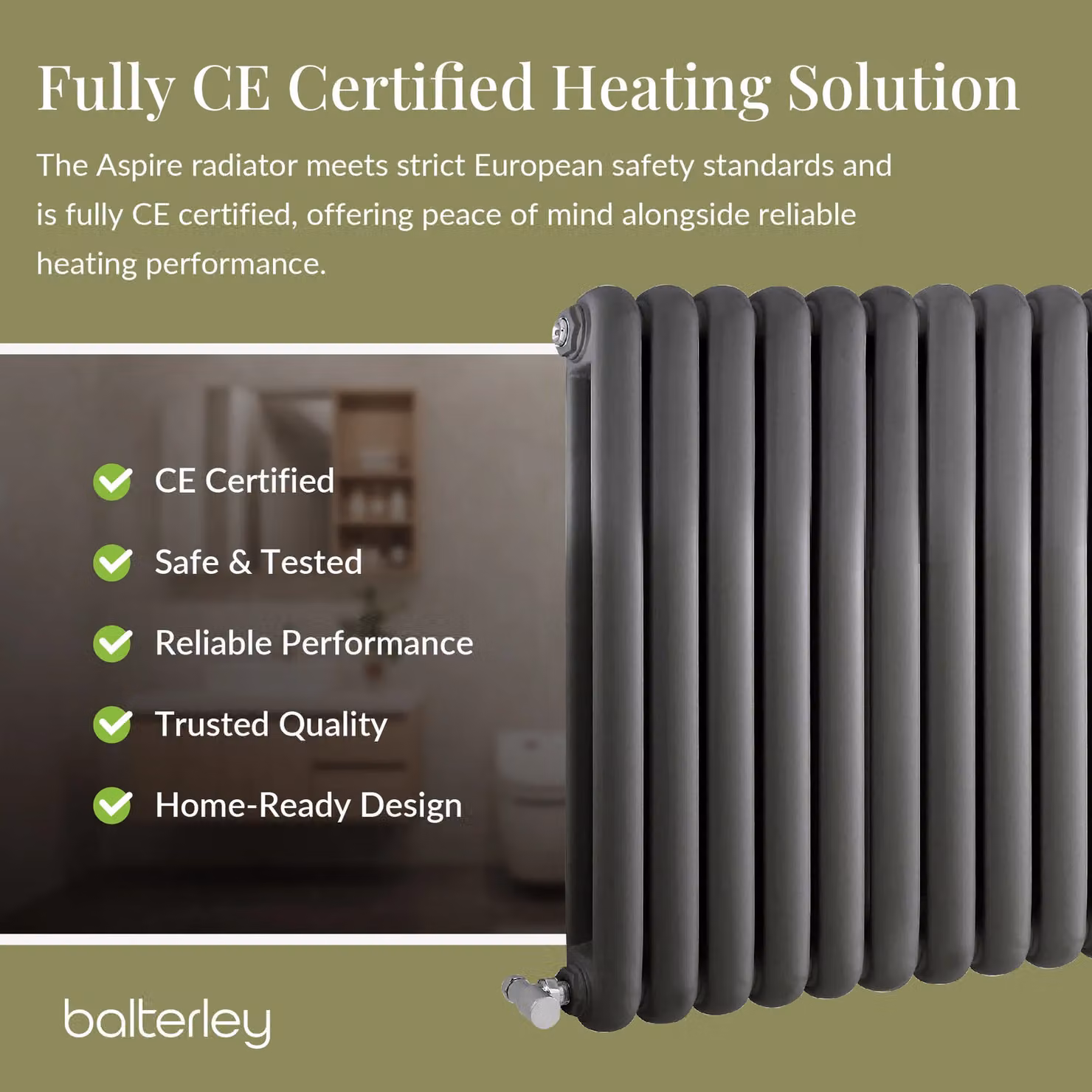Balterley Aspire Horizontal Double Panel Radiator, Grey Anthracite, H 63.5 cm x W 122.3 cm x D 6.35 cm – 4