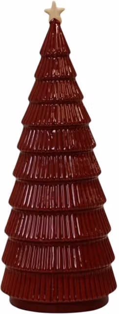 Four Candle Large Red Ceramic Christmas Tree with Gold Star Decoration, Height: 31 cm – 1