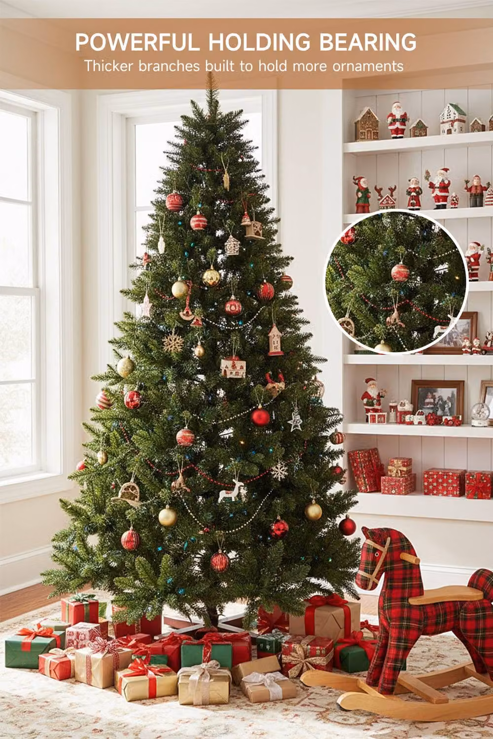 Living and Home 1.2m Artificial Christmas Tree with RGB Lights and Wood Stand in Green – 2