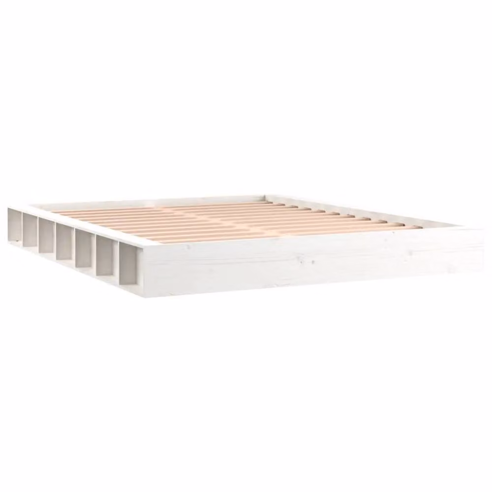 Berkfield Home Small Double Solid Wood Bed Frame in White, W/D/H: 120 x 200 cm – 3