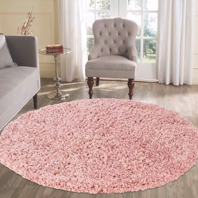 Desire Rugs Plain Fluffy Shaggy Area Rug, Pink, W/D: 120 x 120 cm
