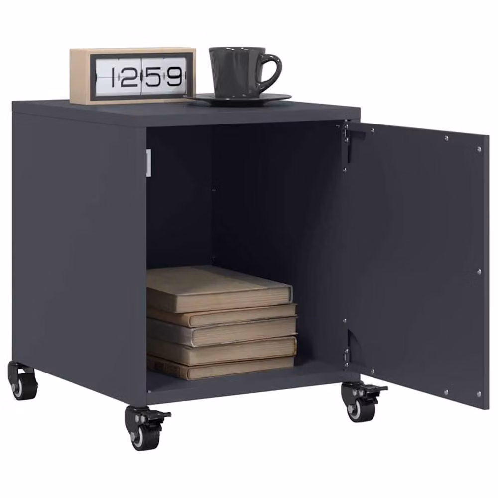 Berkfield Home Anthracite Metal Bedside Cabinet, W/D/H: 36 x 39 x 43.5 cm – 3