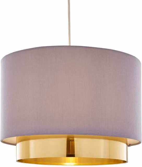 Pagazzi Zelina Grey and Gold Wide Easy-Fit Cylinder Pendant Light
