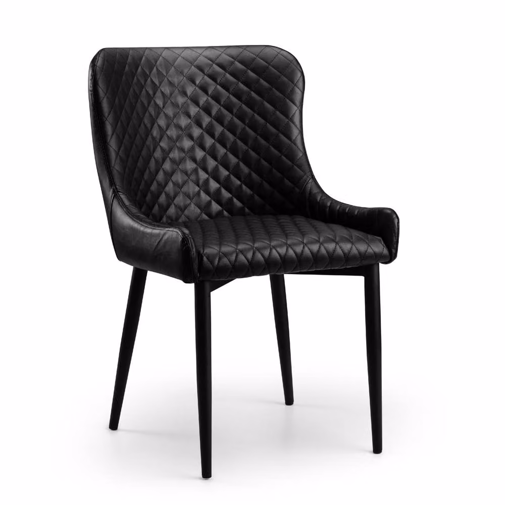 Cheshire Cromwell Set of 2 Black Faux Leather Dining Chairs with Armrests – 2