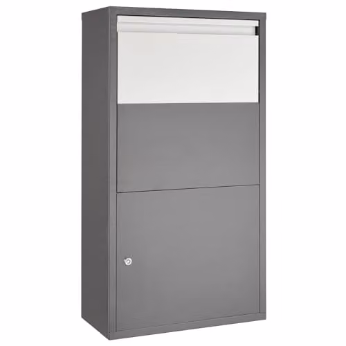 tectake Wall-Mounted Steel Parcel Box with Lockable Storage and Anti-Theft Deposit Slot, Grey, W/D/H: 44 x 22 x 82 cm – 1
