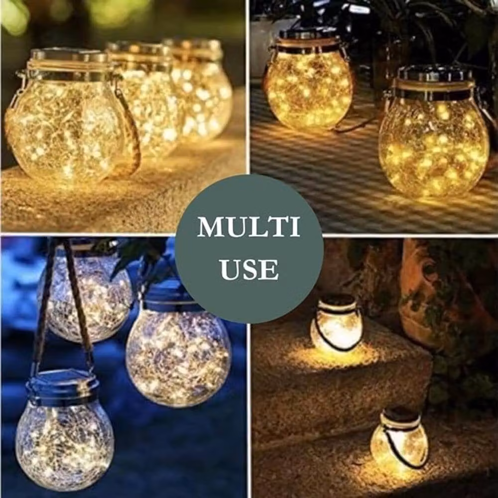 Marco Paul Solar LED Rattan Garden Lantern in Beige and Transparent – 3