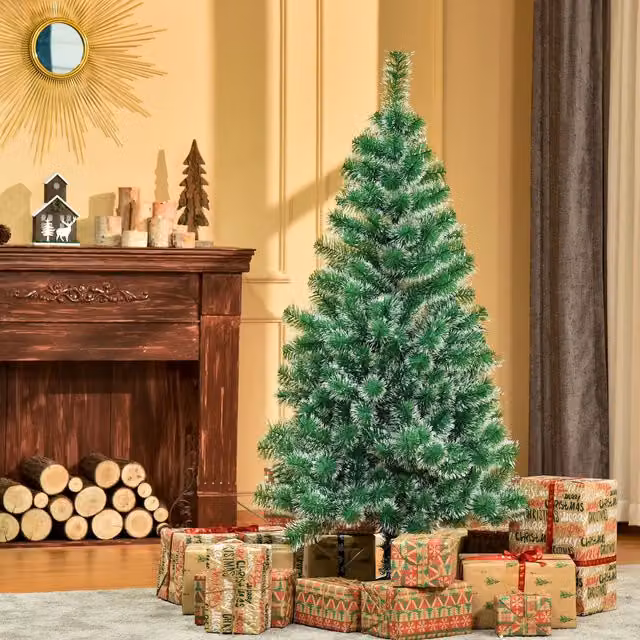 HOMCOM 5ft Green Artificial Christmas Tree with Metal Stand