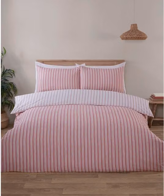 Divante Rhodes Striped Duvet Set in Red, 200 x 200 cm