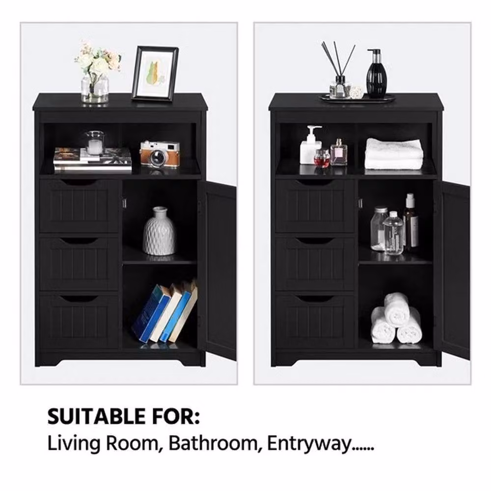 Kelvenix Modern Matt Black Freestanding Bathroom Floor Cabinet, W/D/H: 29.5 x 29.5 x 86.5 cm – 5