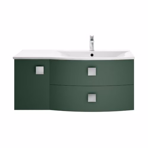 Balterley Wall Mounted Single Door and 2 Drawer Bathroom Vanity Unit with Basin in Hunter Green, W/D/H: 101.2 x 50.4 x 44.8 cm – 3