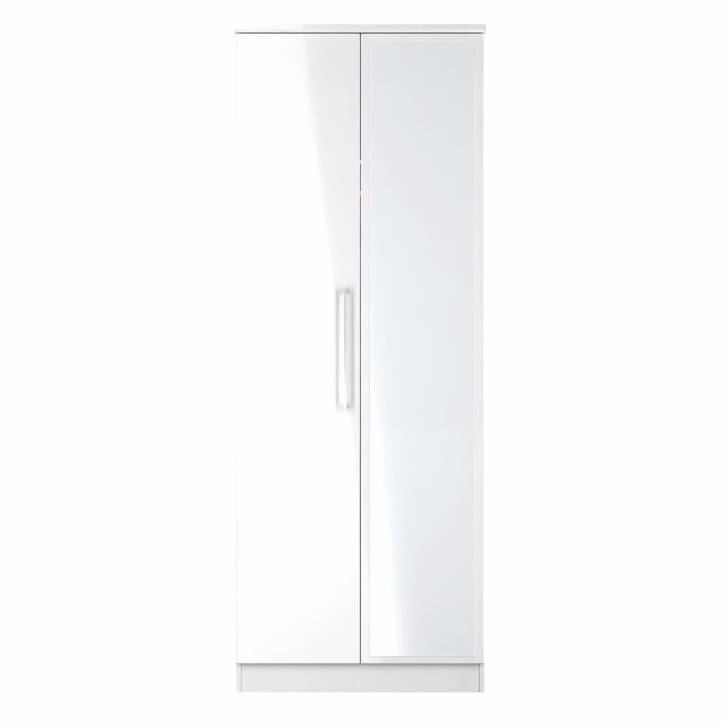 Ready Assembled 2 U Lyon Tall Double Mirror Wardrobe in White with Integrated Lighting – 2