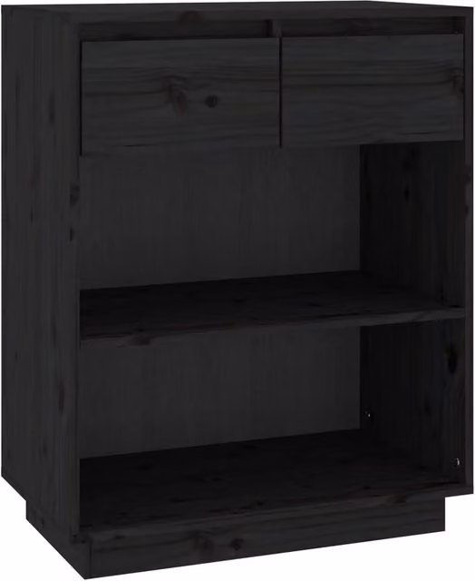 Berkfield Home Black Solid Wood Pine Console Cabinet W/D/H: 60 x 34 x 75 cm – 1