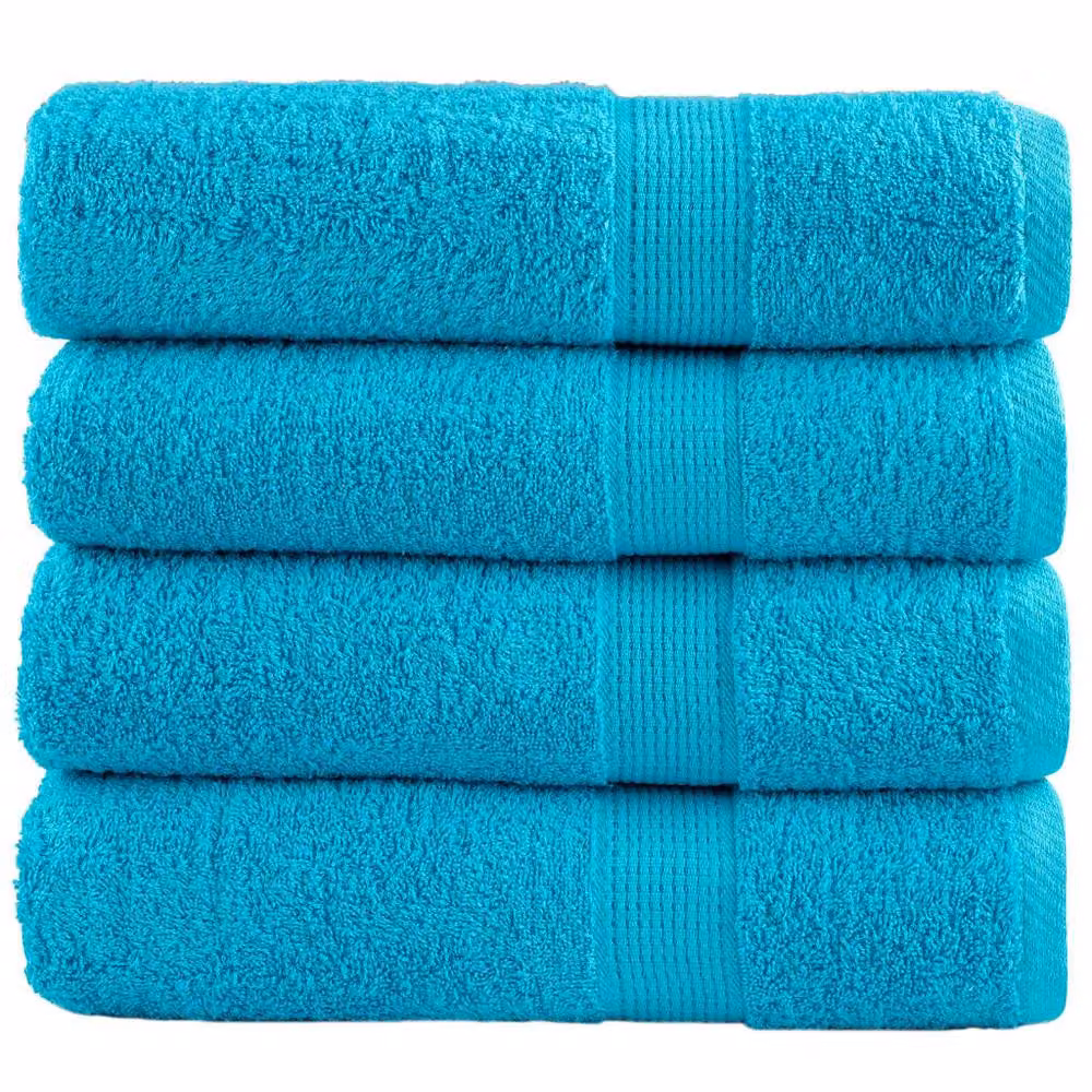 Berkfield Home SOLUND Premium Cotton Terry Shower Towels, 4 Pack, Turquoise, W: 70 cm, L: 140 cm, 600 gsm – 2