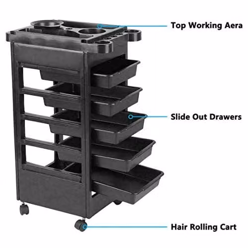 HYGRAD 6 Tier Black Salon Trolley for Hairdresser Accessories and Essentials – 4