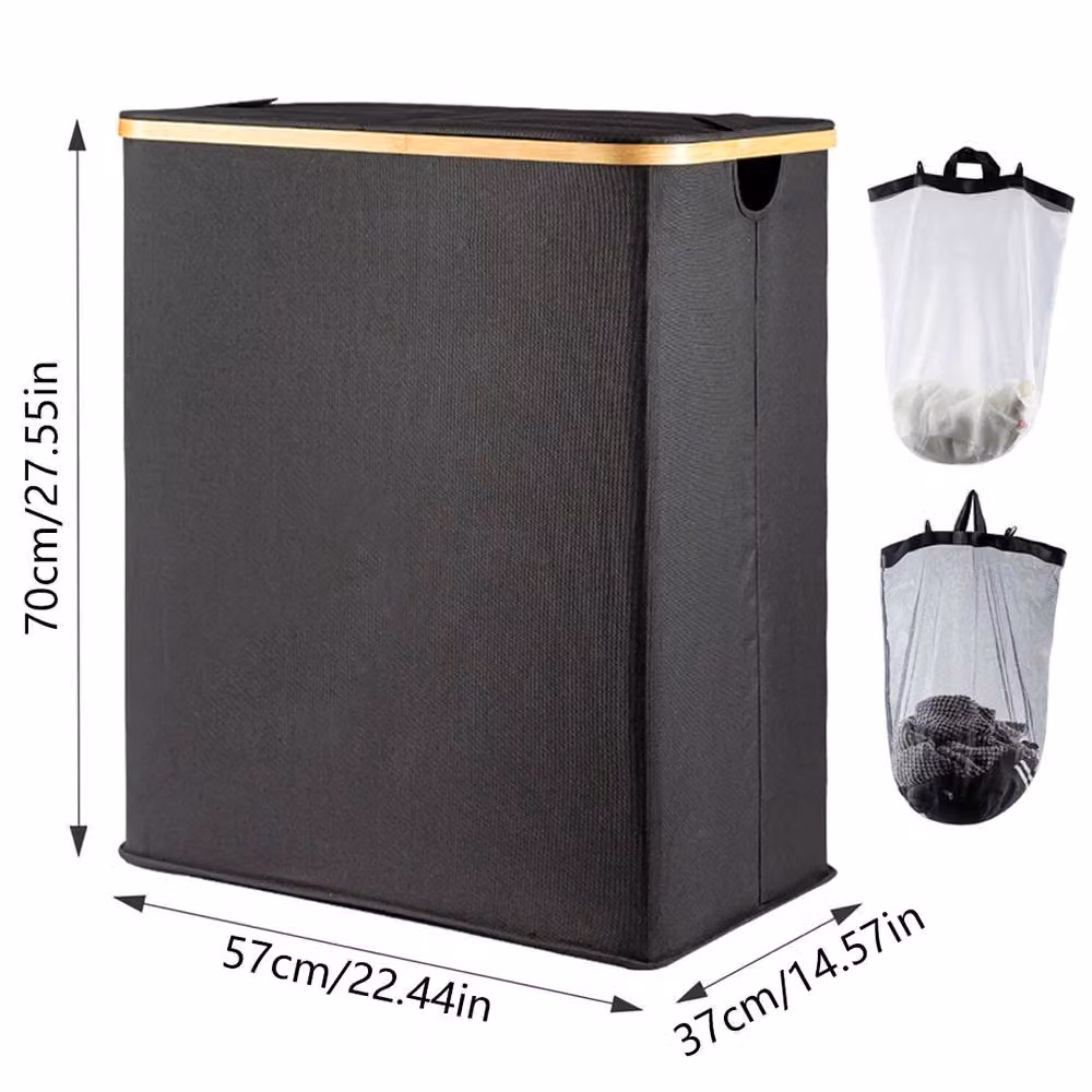 Ventryn Extra Large 140L Laundry Basket with Lid in Black – 2