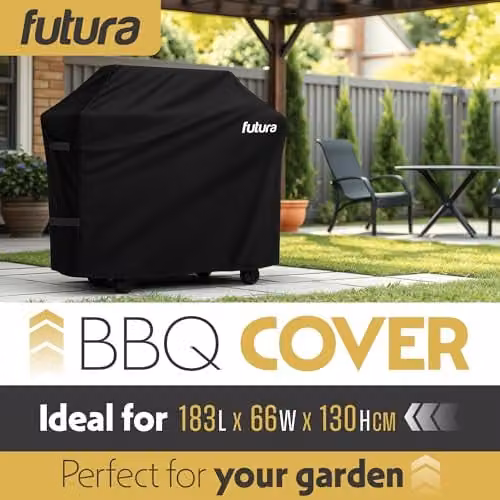 Futura Waterproof Heavy Duty BBQ Cover for Gas and Charcoal Grills, Black, W/D/H: 183 x 66 x 130 cm – 2