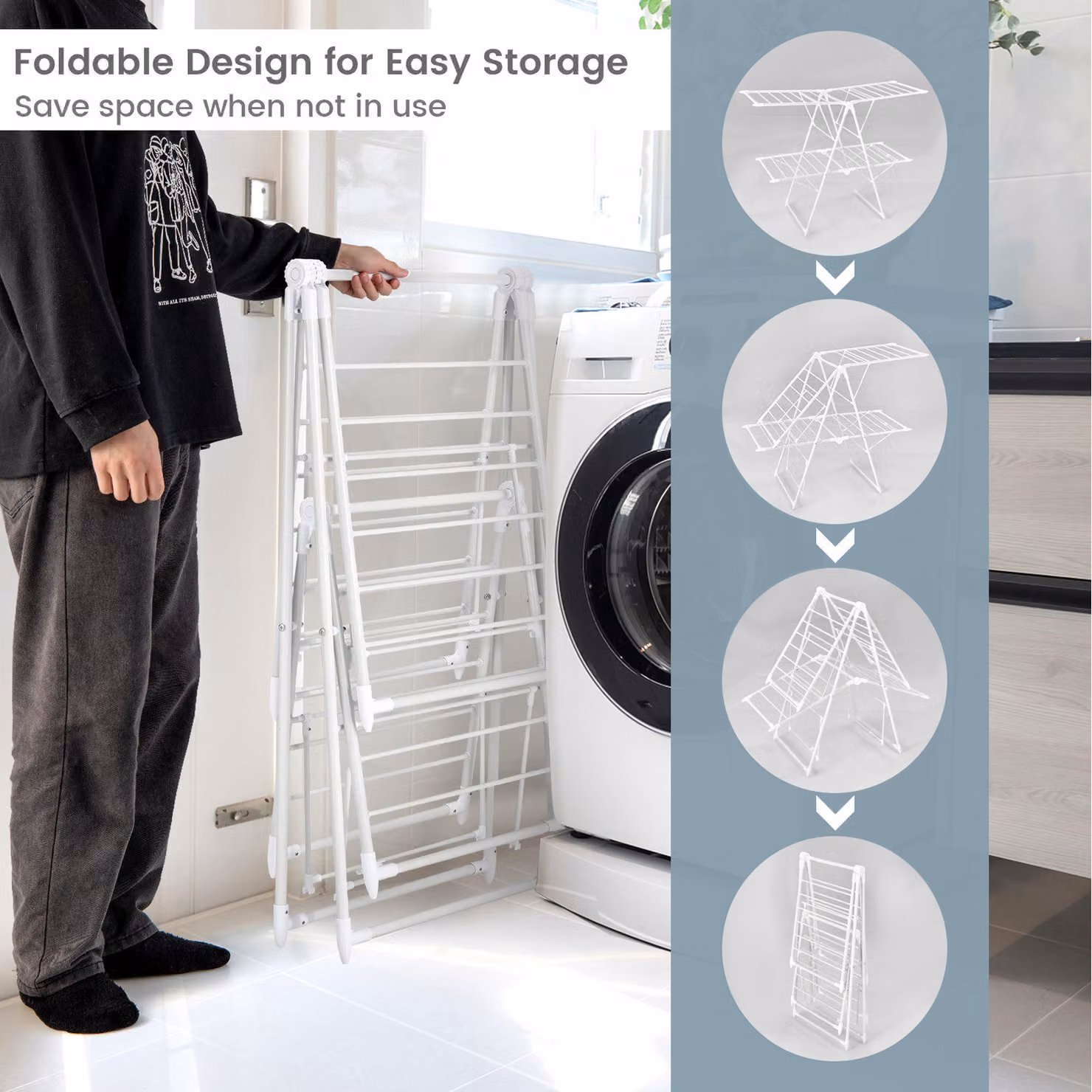 Costway 2-Tier Folding Clothes Drying Rack in White – 2