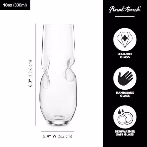 Final Touch Bubbles 3 Piece Champagne Flute and Opener Set, Transparent, 300 ml – 2