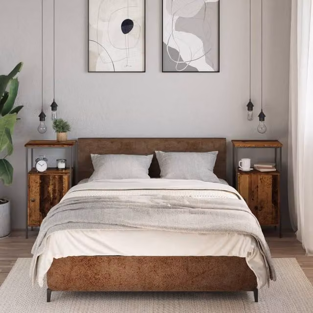 Berkfield Home Classic Bedside Cabinets, 2 Piece Set in Brown Old Wood, W/D/H: 41 x 31 x 80 cm – 1