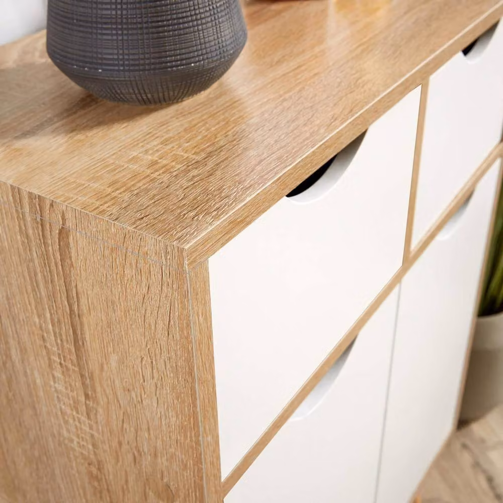 VOGREX Scandinavian Style Oak Sideboard with 2 Doors and 2 Drawers in Light Oak – 2