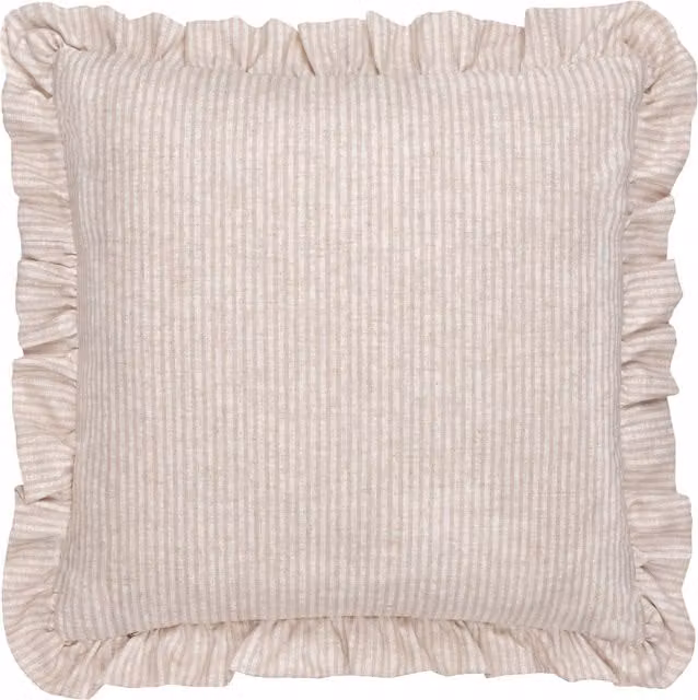 Make It A Home Martha Embroidered Ruffle Linen Cushion Cover, Pink