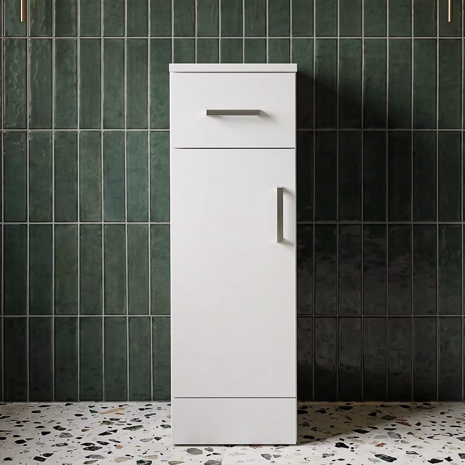 Balterley Slimline Gloss White Floor Standing Bathroom Cupboard with Soft Close Doors and Internal Drawers – 4