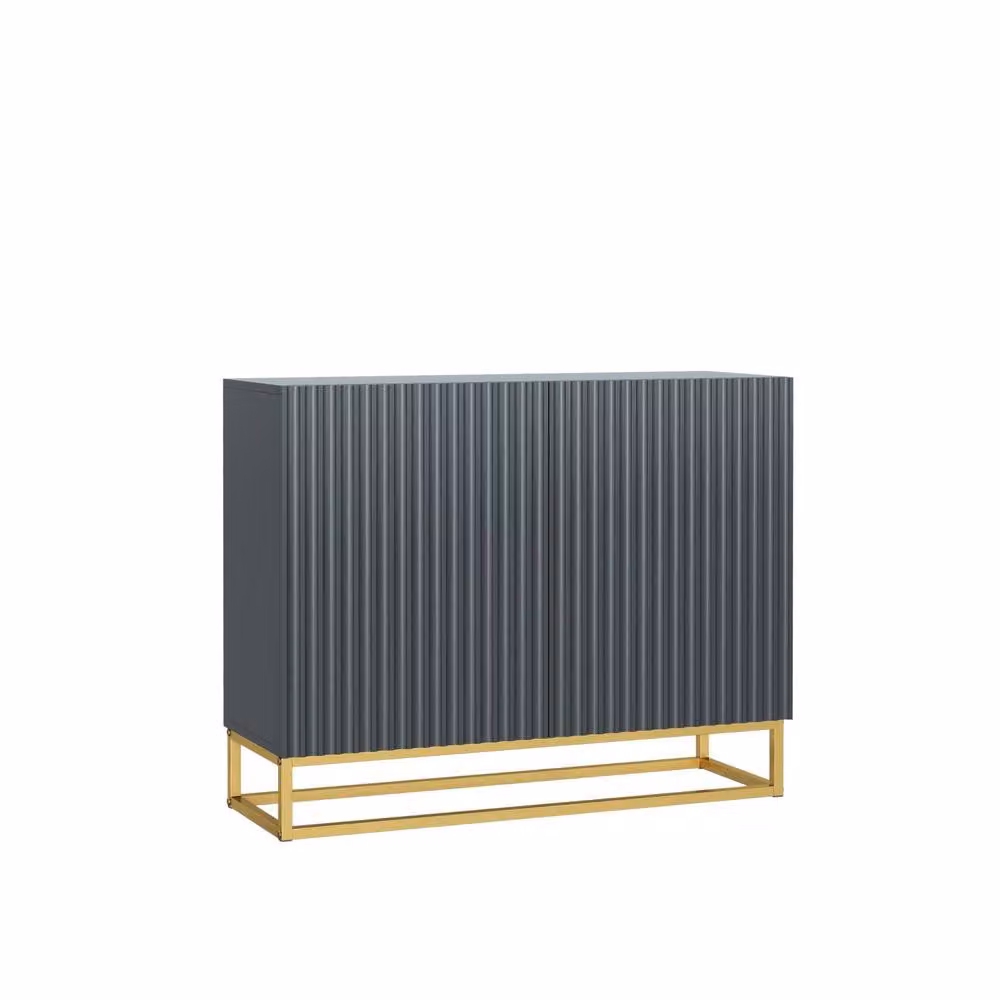 Mex Furniture LTD Ripple Sideboard in Dark Grey with Fluted Doors, W: 100 cm, H: 80 cm, D: 35 cm – 5