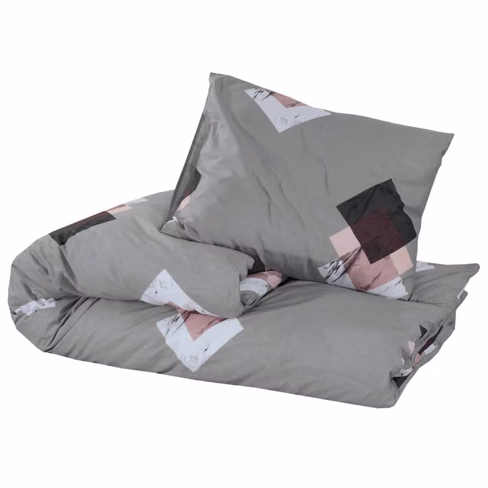 Berkfield Home Grey Cotton Duvet Cover and Pillowcase Set, W: 140 cm, H: 200 cm – 3