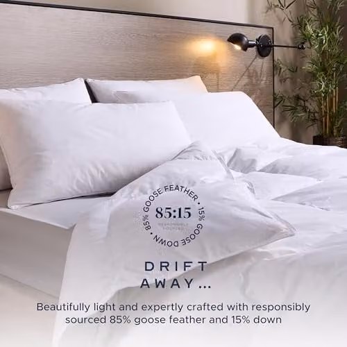 Snuggledown Luxury Goose Feather and Down Single Duvet and 2 Pillows Set, 13.5 Tog, White, W: 135 cm x L: 200 cm