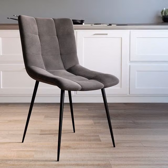 Vida Designs Set of 4 Modern Grey Velvet Upholstered Dining Chairs