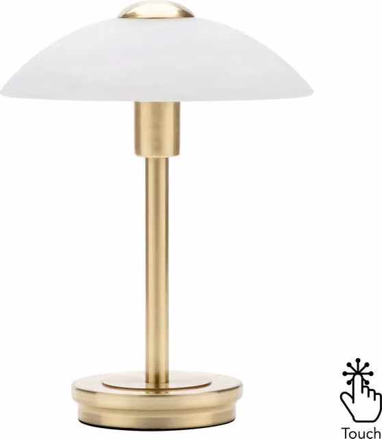 Litecraft Alabaster Shade Touch Table Lamp in Brass and White