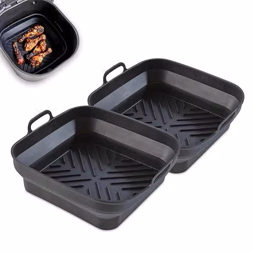 Tower Set of 2 Square Foldable Silicone Brownie Tins, Black