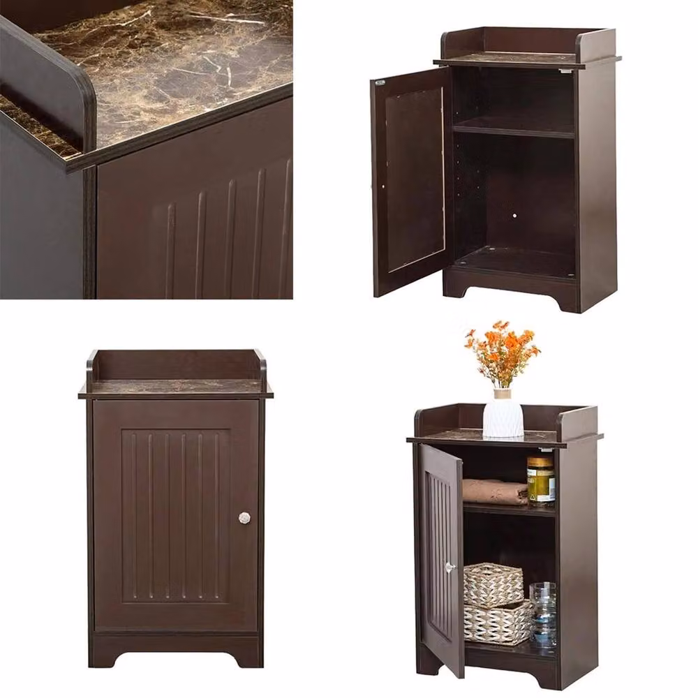 Havendro Modern Brown Wooden Bathroom Storage Shelf with Hinged Doors and Internal Shelves W/D/H: 29.0 x 45.0 x 78.5 cm – 4