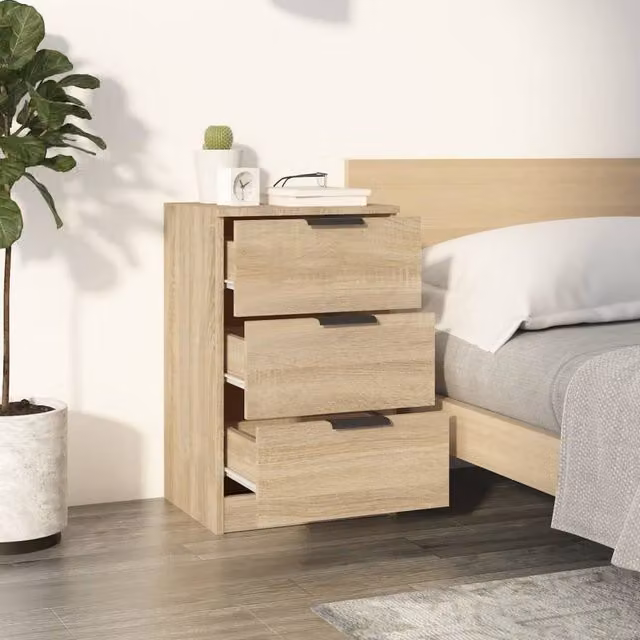 Berkfield Home Modern Bedside Cabinet in Sonoma Oak, Light Brown, W/D/H: 40 x 36 x 65 cm