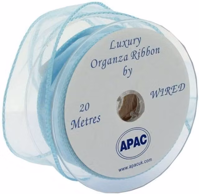 KDMD Baby Blue Wired Chiffon Ribbon 2 Pack, Width: 30 mm, Length: 20 m