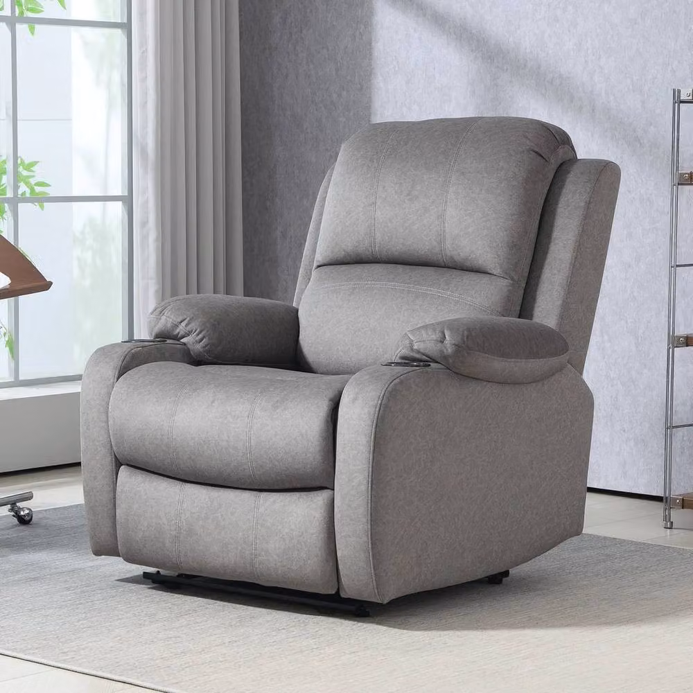 FORGEVIO Modern Recliner Armchair in Grey Microfibre Fabric for your Living Room – 4