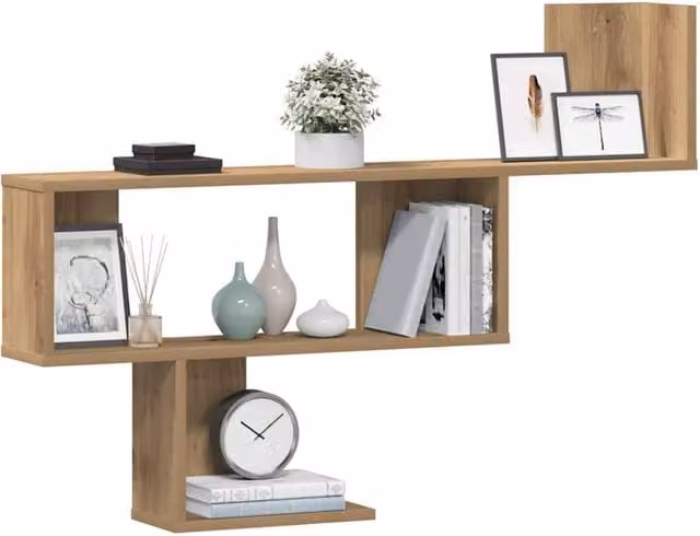 Berkfield Home Artisan Oak Wall Shelf in Brown, W/D/H: 100 x 15 x 70 cm – 1