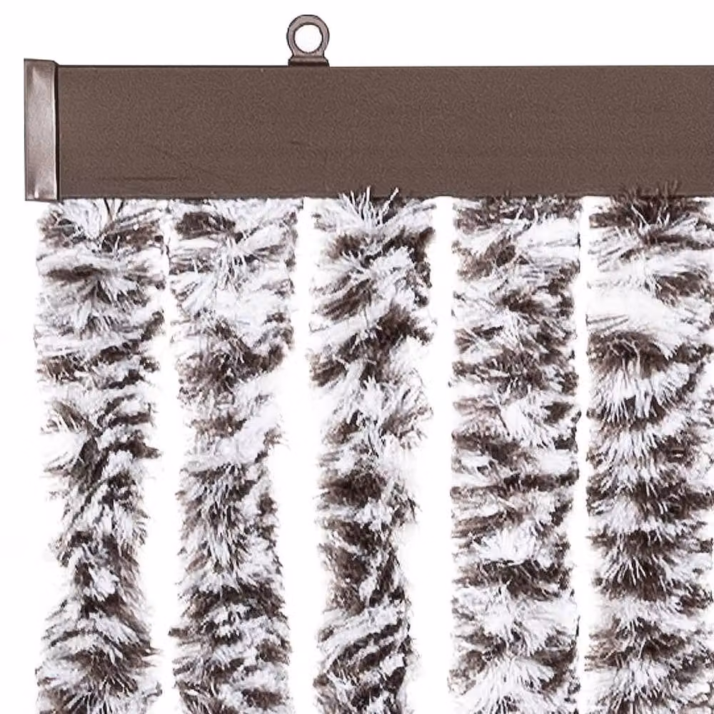 Berkfield Home Brown and Beige Striped Chenille Insect Curtain, W/H: 118 x 220 cm – 3