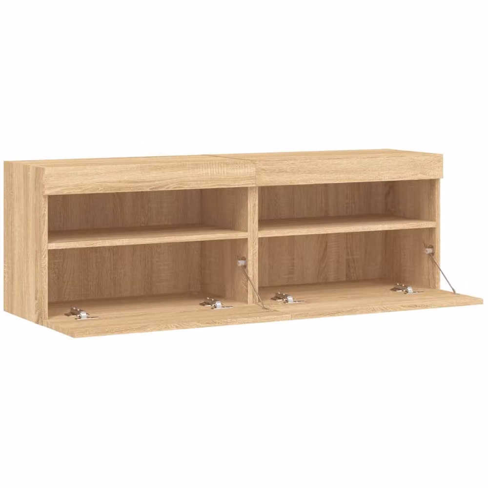 Berkfield Home Set of 2 Modern TV Wall Cabinets with LED Lights in Sonoma Oak and Light Tan, W/D/H: 60 x 30 x 40 cm – 5