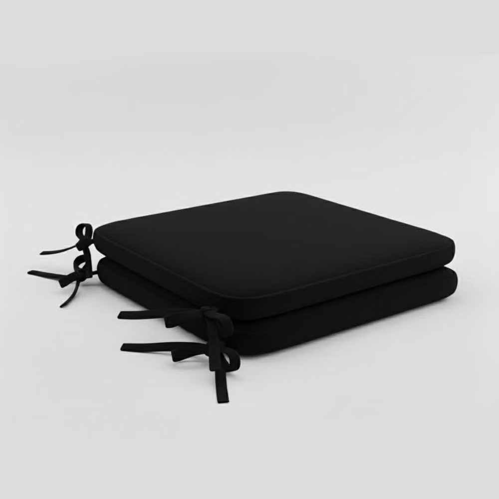 Snug City Pack of 2 Black Foam Square Seat Pads with Ties for Dining and Kitchen Chairs – 2