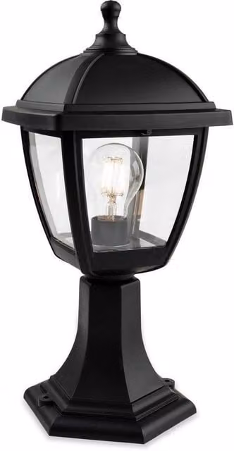 Netlighting Palma 4 Panel Outdoor Pedestal Light, Black, IP44, E27 – 3