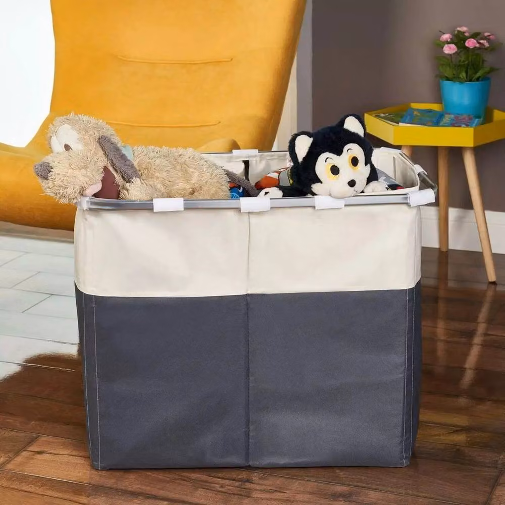 EONLION Grey Collapsible Fabric Laundry Hamper with Handles, 100 cm – 2