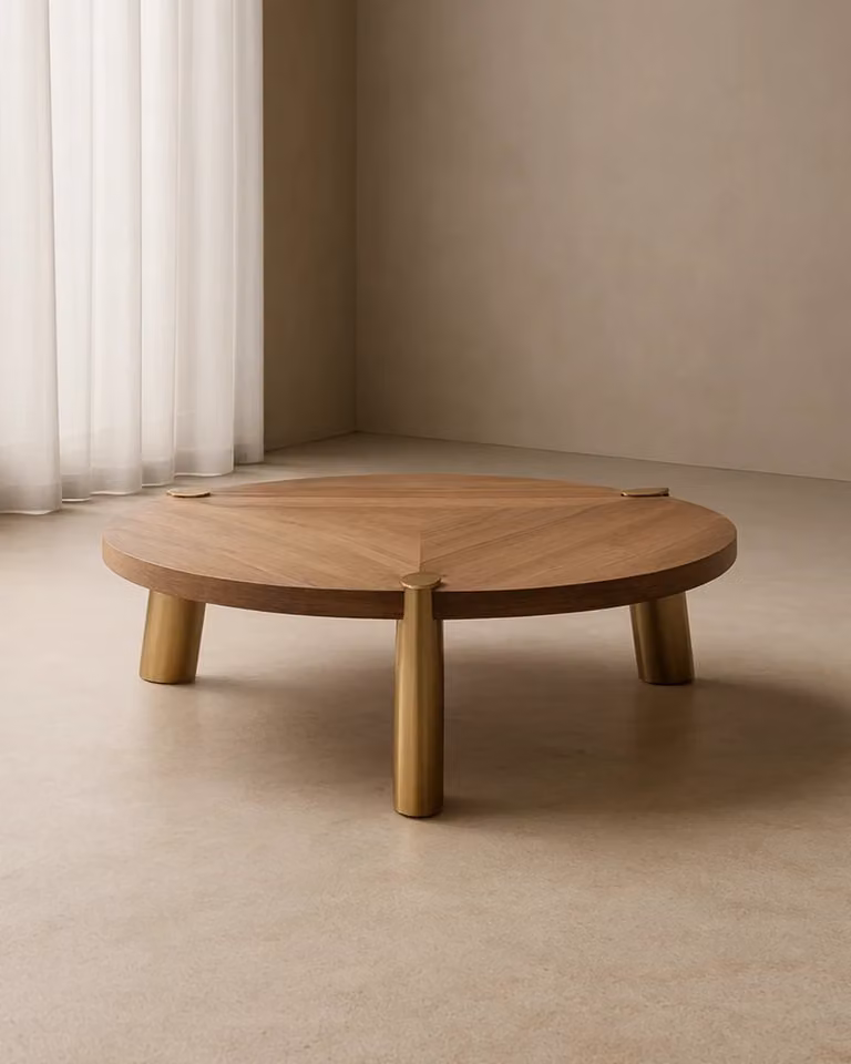Tommy Franks Amara Round Modern Coffee Table in Walnut Brown