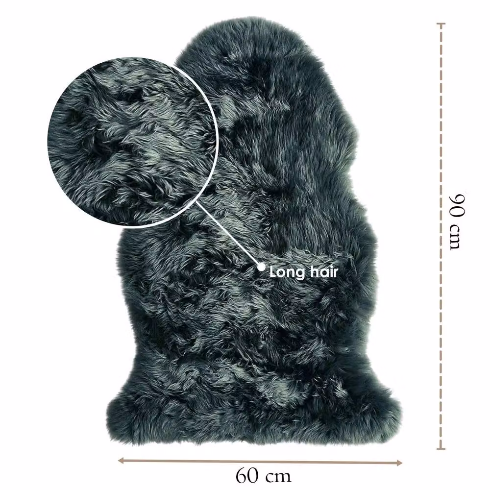 Infinity Leather Green Natural Wool Single Sheepskin Rug, W: 90 cm, D: 60 cm – 3