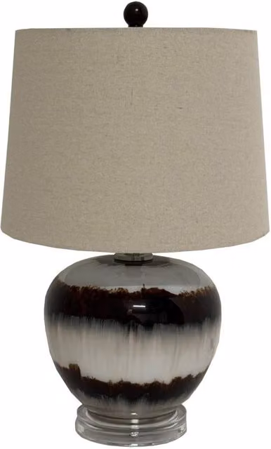 KDMD Sepia Shadows Squat Table Lamp with Brown Linen Shade