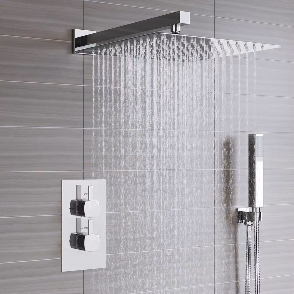 PAWNORA Concealed Two-Handle Shower Mixer Kit in Silver Chrome – 3