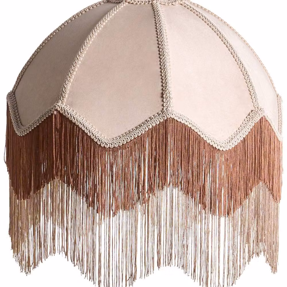 Wyld and Coco Nostalgia Pendant Lamp in Beige with Paper and Metal Details, H 192 cm x W 40 cm – 2