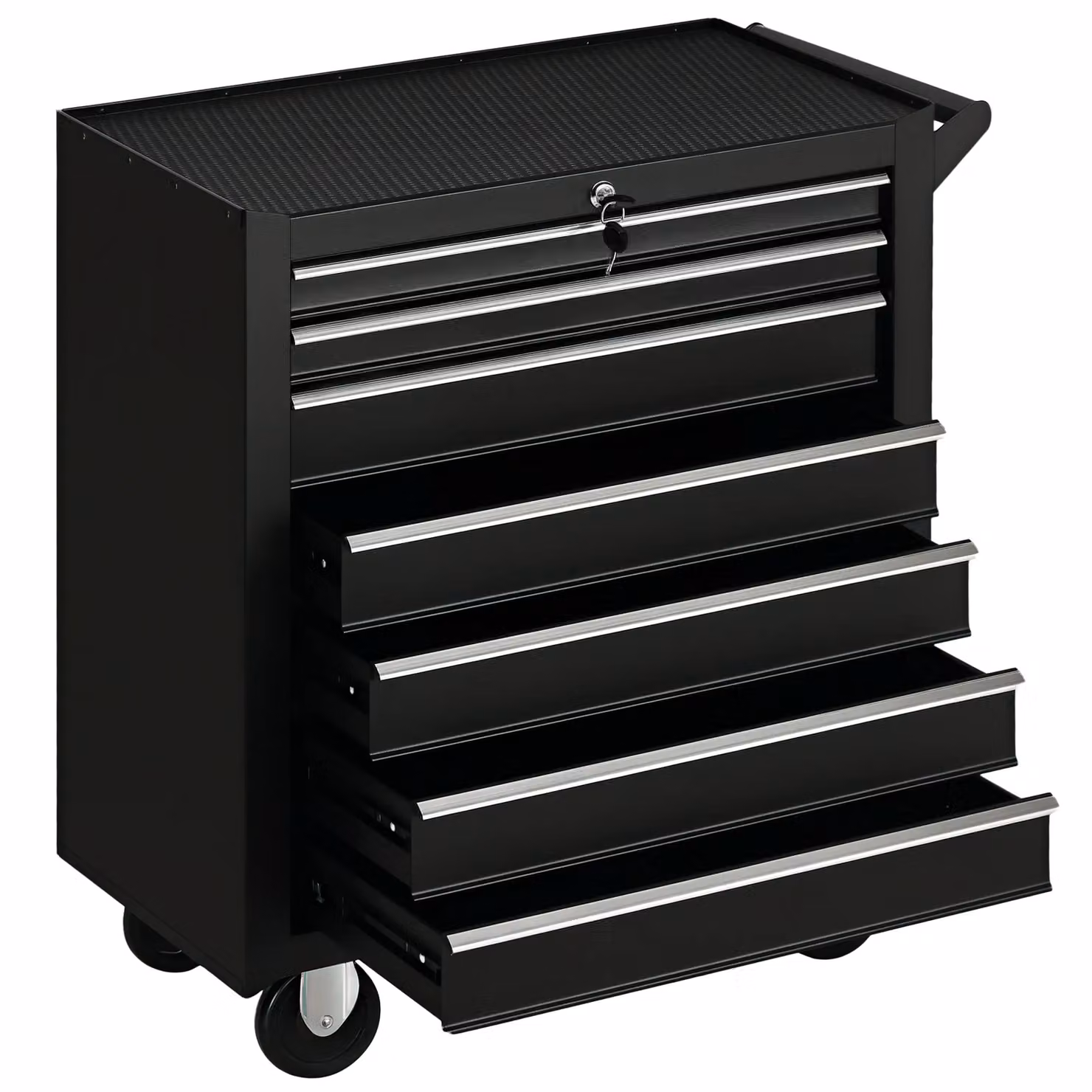 HOMCOM Rollable 7 Drawer Tool Storage Chest in Black – 2